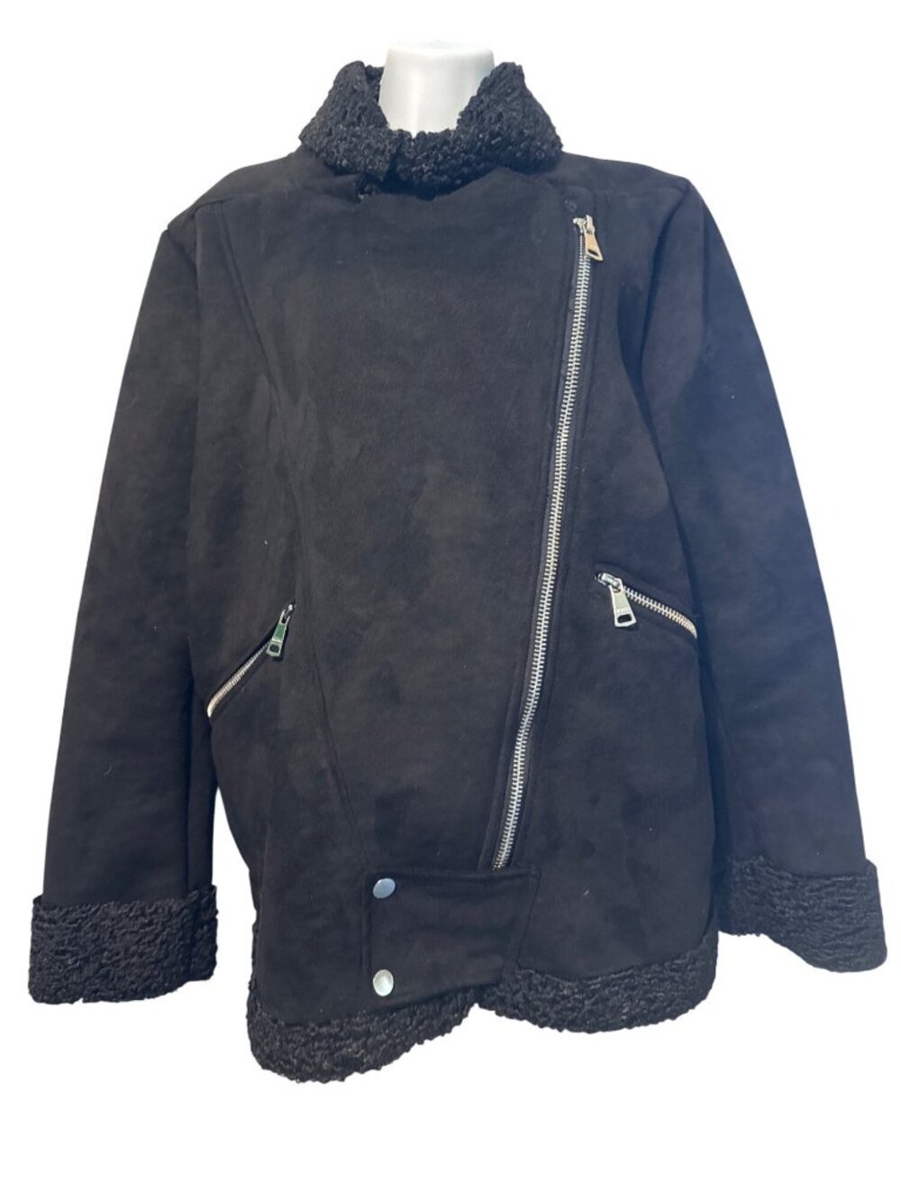 Vigoss Faux Shearling Moto Jacket Med EUC